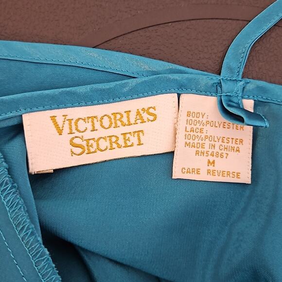 Victoria Secret Vintage Gold Label Teal Satin Lace Intimates | Womens Medium - Picture 9 of 15